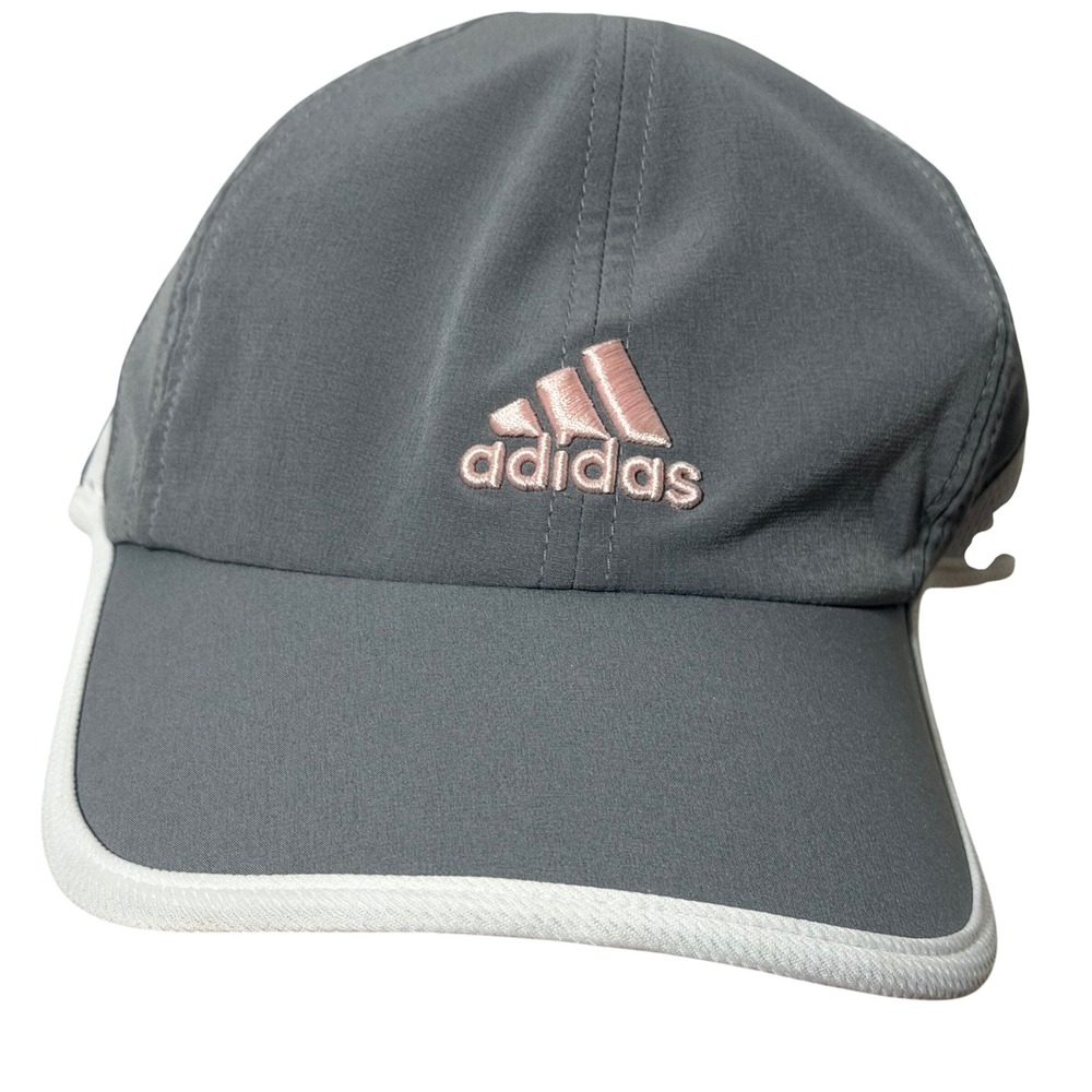 Adidas Adizero Running Hat Gray Pink Climacool Mesh Performance Adjustable Cap